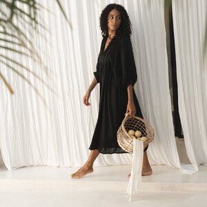 NWT | Kyra Midi Dress |  Daughters of India | Black Gauze  | Size M